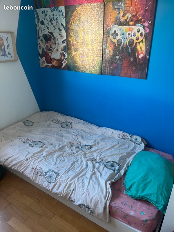 Lit 90x190 blanc avec matelas (image 2)