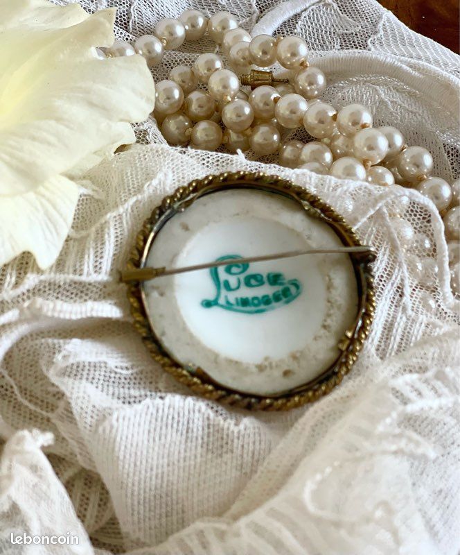 Ancienne Broche En Plaquer Or 18k 750 Art Déco Nouveau créateur limoges