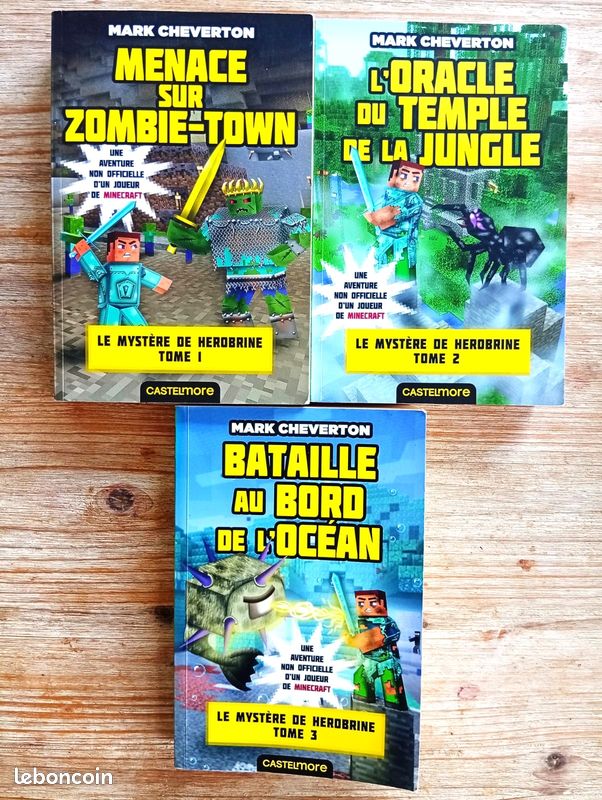 Lot des 3 tomes "Le mystère de Herobrine, une aventure non officielle d'un joueur de Minecraft", Mark Cheverton, 10 ans et + (image 1)