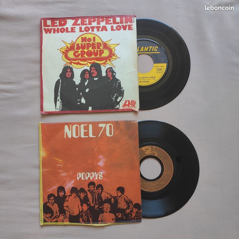 Lot 2 disques 45 tours Led Zeppelin et Poppys (image 1)