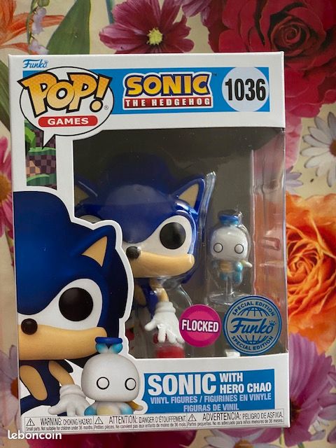 Sonic Funko Pop 1036 – Sonic Avec Hero Chao, Flocked, Édition Spéciale