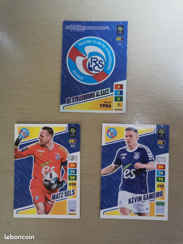 Lot 13 Cartes Panini RC Strasbourg Alsace Ligue 1 2023-2024 - Set Complet équipe