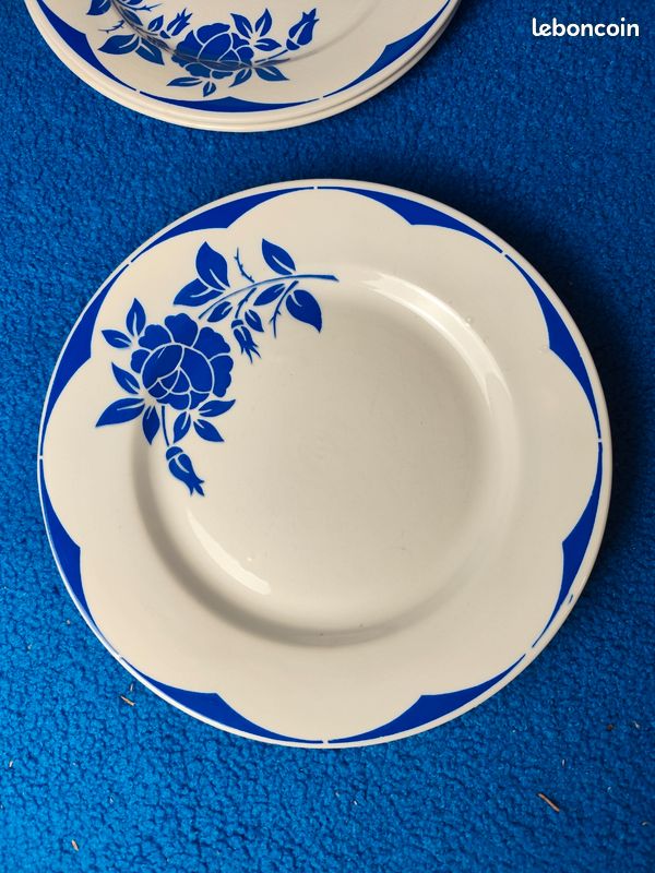 Lot de 6 assiettes Sarreguemines Corsica – faïence vintage bleu – années 50/60 (image 8)