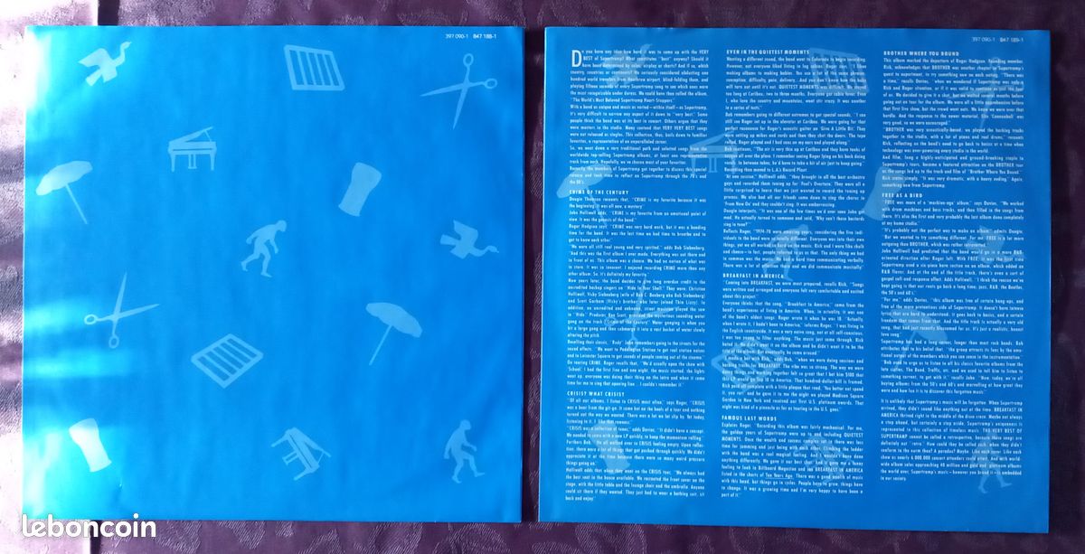 ♫ The Very Best Of Supertramp ♪ Album 2 Disques Vinyle 2 x LP ♫ 397 090-1 ♪ 18 Titres ♫ Superbe État ♫ (image 7)