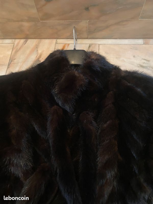 Veste En Vison Naturel - Fourrure Pleine Peau Taille 40/42 - Occasion Très Bon État