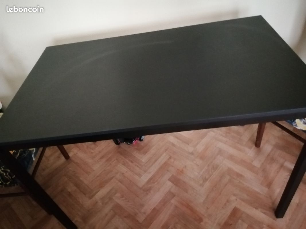 Table rectangulaire noire bois metal (image 1)