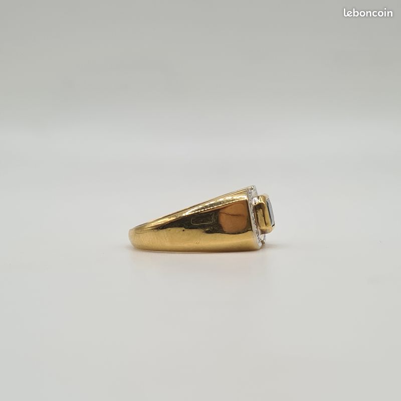 Bague tank or jaune 18 carats sertie d'un saphir et diamants (image 4)