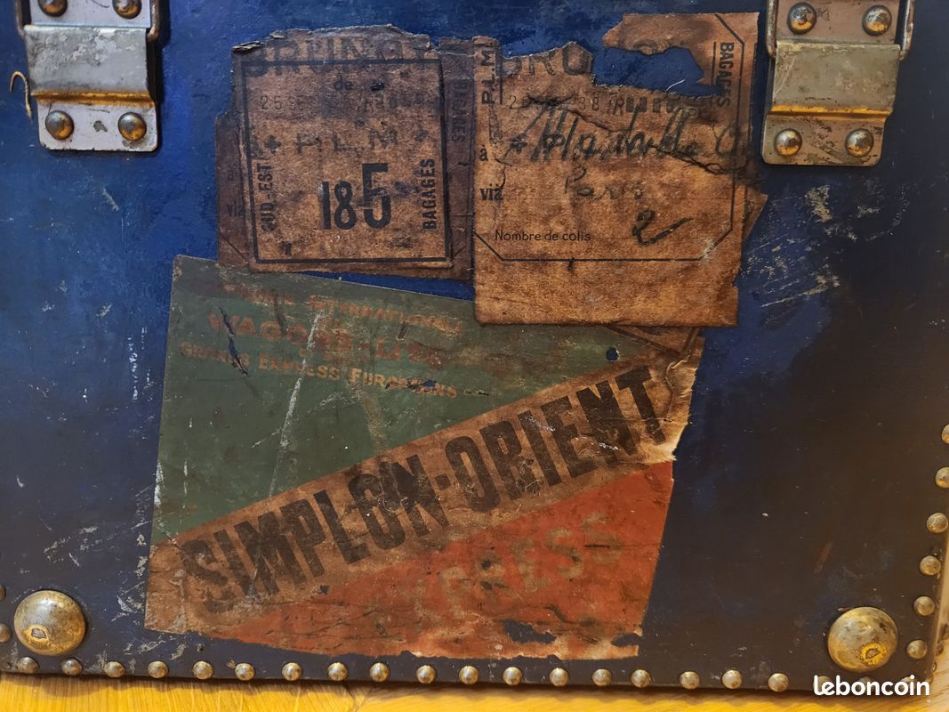 Bagage boite à chapeau - simplon orient express - vintage - Bleu (échanges) (image 7)