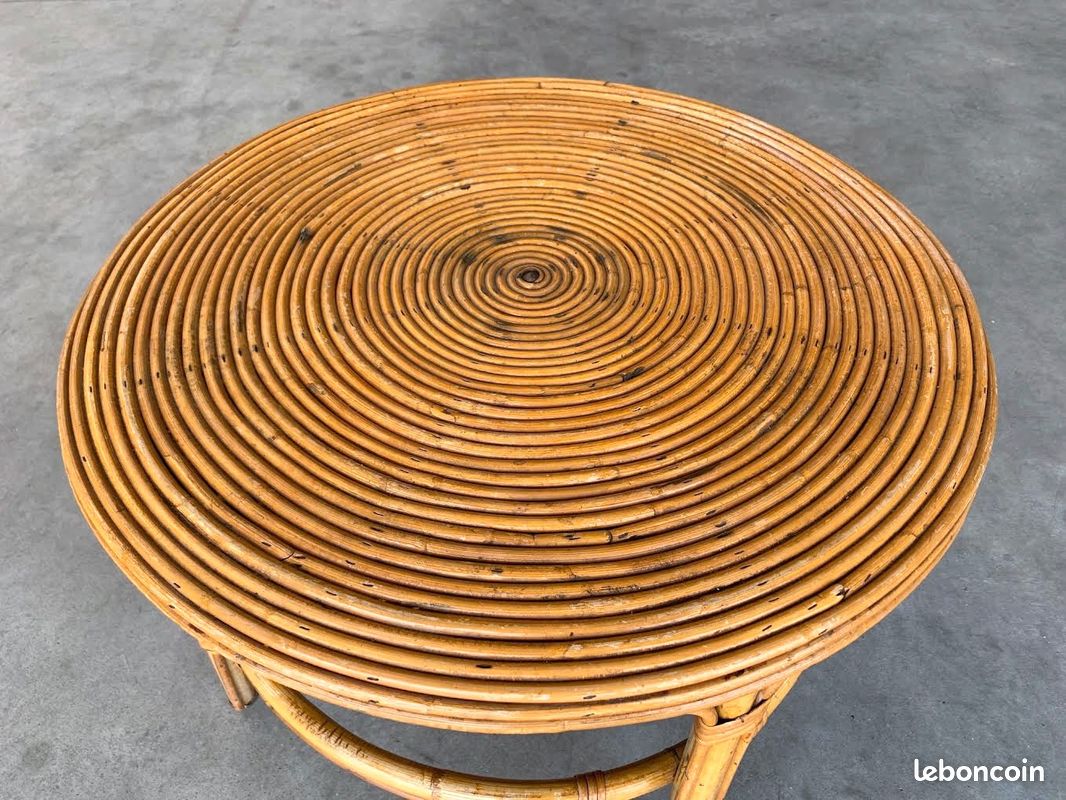 Table basse en rotin 1960 (image 4)