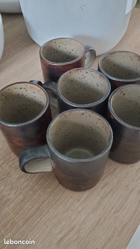 6 tasses en gres anciennes (image 1)