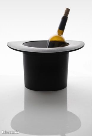 Seau à Champagne Chapeau Haut-de-forme – Plastique Transparent – Vintage 80s