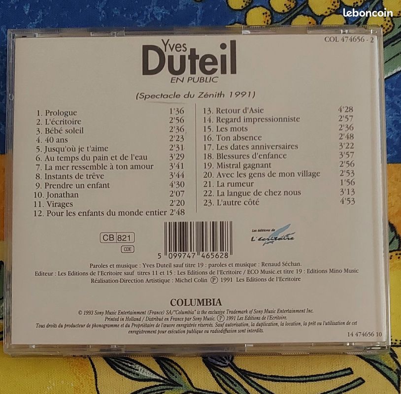 CD Yves Duteil - En Public (image 2)