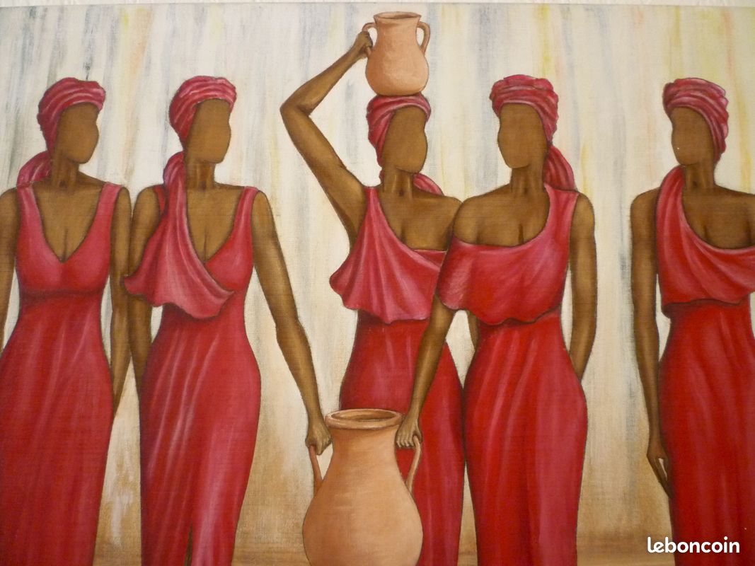 Nappe Peinte à La Main Sundance Designs Avec Motif Femme Et Poterie Rose Rouge - Neuve