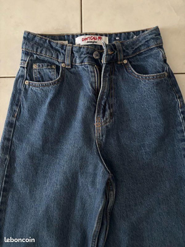 Jean Taille Haute Jennyfer Bleu Taille 32 - Coupe Cargo Avec Fronces, Neuf Avec étiquettes