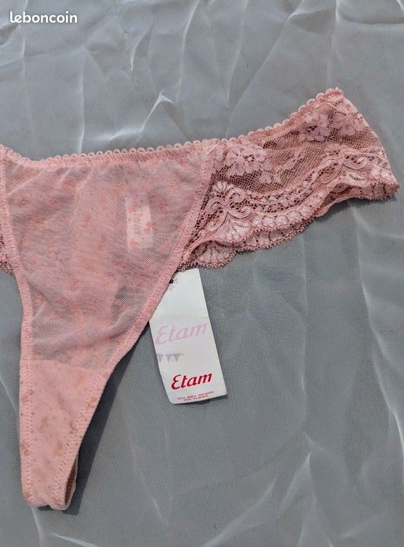 String rose pâle en dentelle Etam - Taille 42 - Neuf avec étiquette (image 3)
