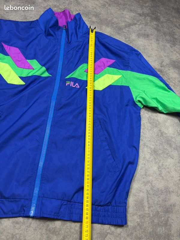 Veste Fila vintage 80s bleu coupe large logo brodé - XL (image 10)