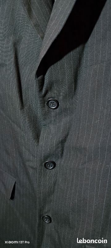 Veste costume homme T52 gris foncé petite rayure (image 2)