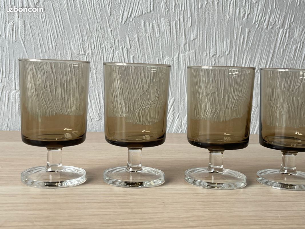 Lot De 5 Verres à Vin Luminarc Modèle Suède – Vintage Années 70, Couleur Vert, Fabrication Suédoise