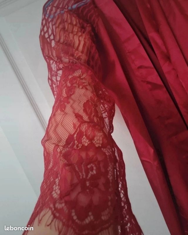 Peignoir Long Satin Dentelle Florale (image 2)