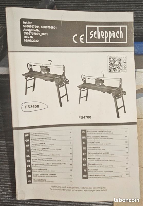 Coupe Carrelage Scheppach FS3600 (image 3)