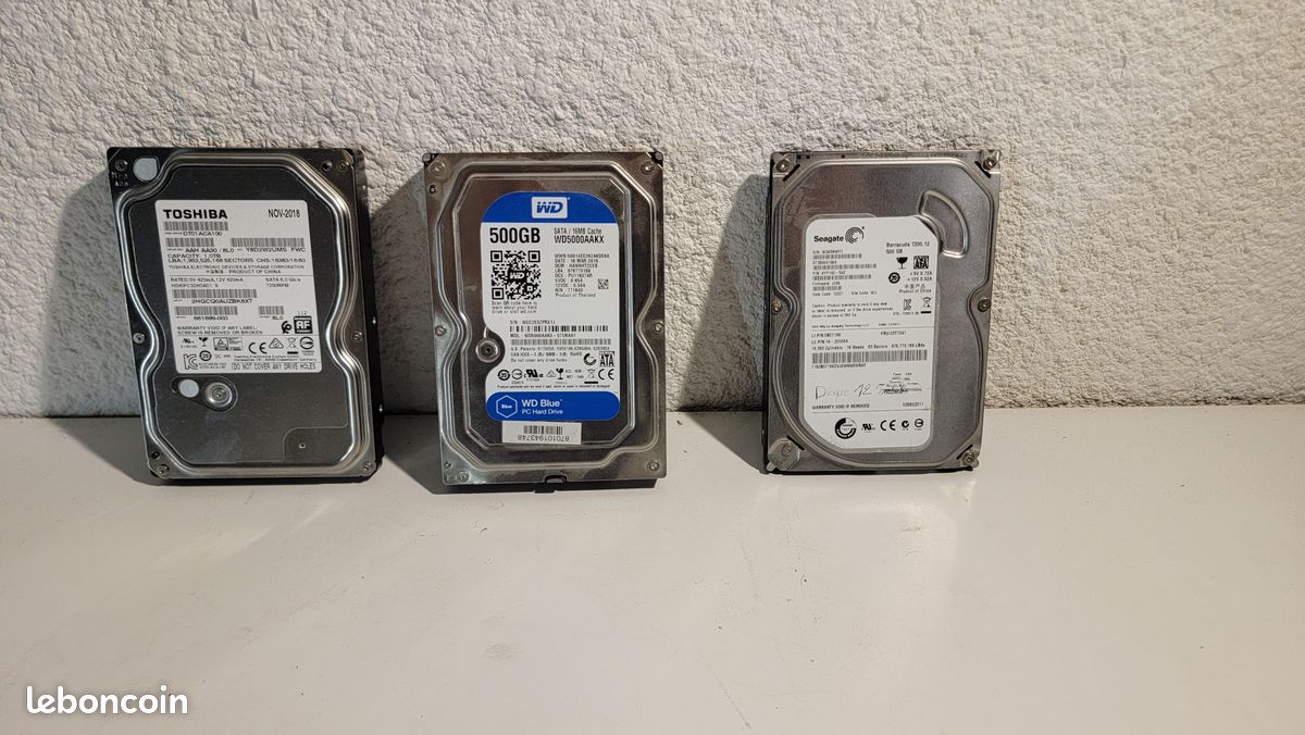 Lot De 3 Disques Durs Internes 3.5" : 500 Go Et 1 To (Occasion - Fonctionnels)