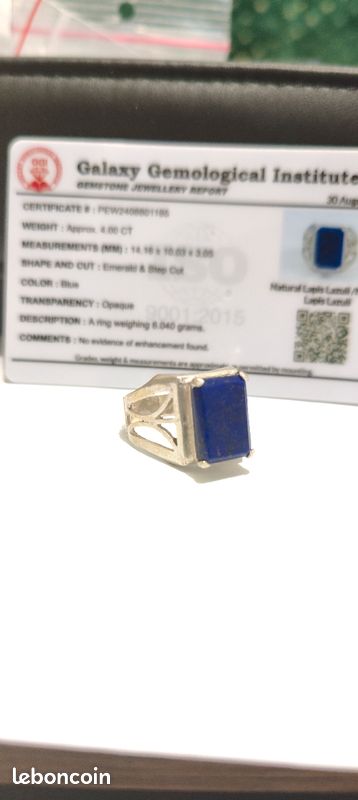4 ct bague argent LAPIS LAZULLI+ certificat d'authenticité (image 8)