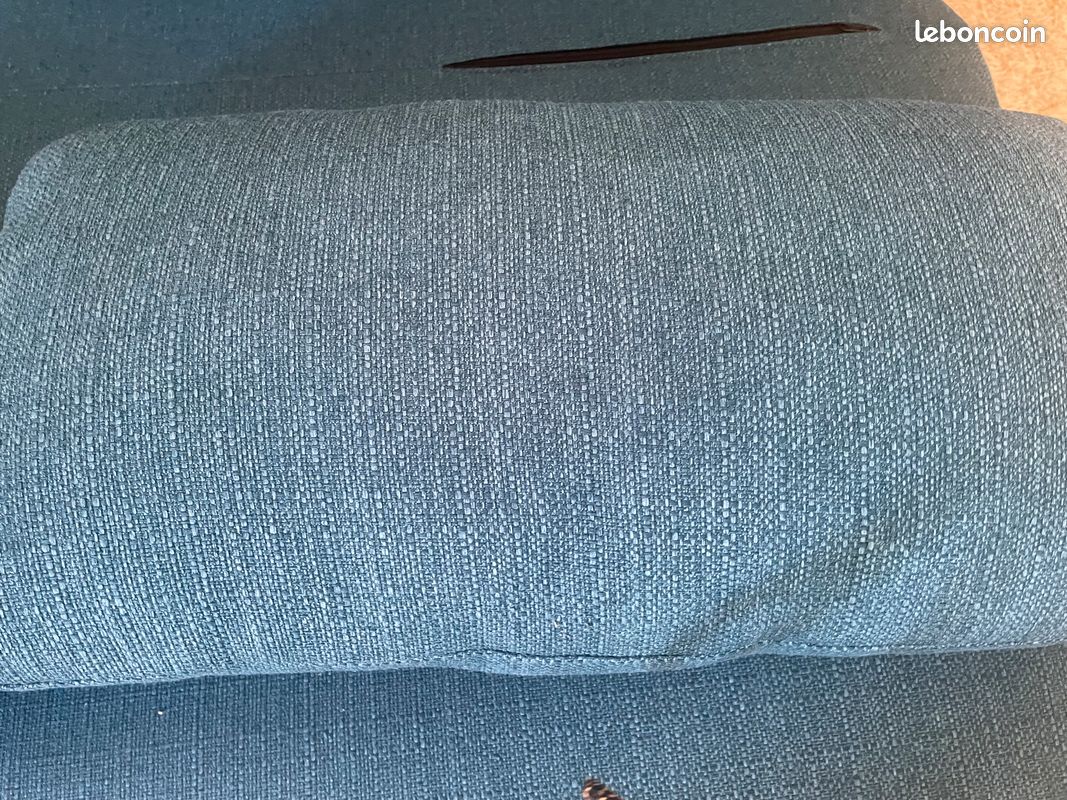 Chauffeuse 2 places convertibles marque Miliboo en tissu bleu canard (image 4)