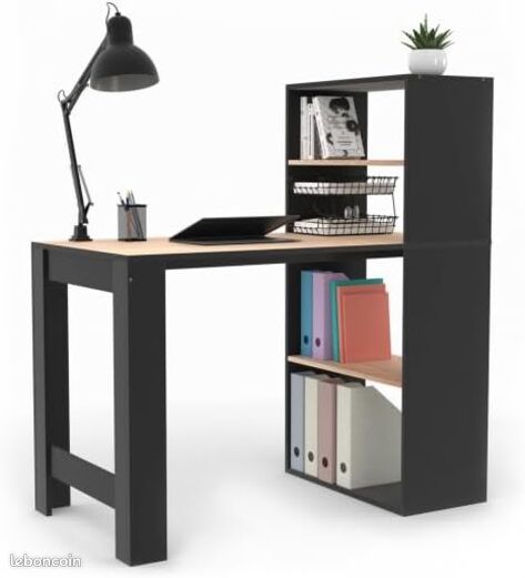 Bureau Bibliothèque Comtemporain Façon Hêtre et Noir (image 1)
