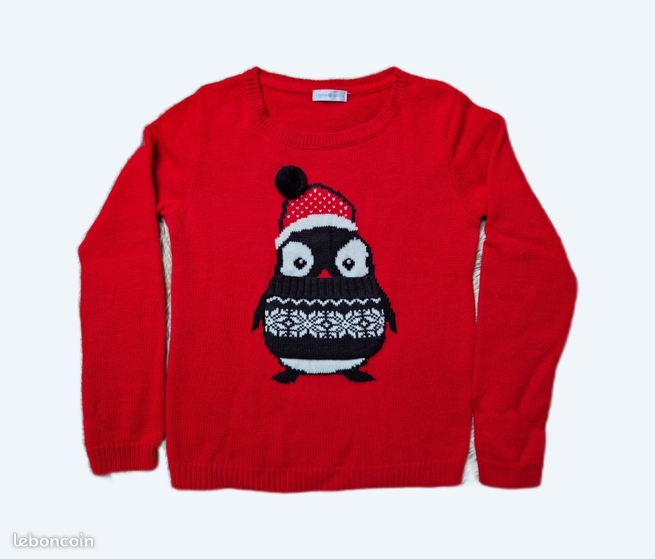 Pull De Noël PENGUIN CHRISTMAS Femme - Rouge - Taille XL - Neuf Avec étiquettes