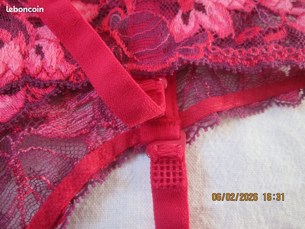 Tanga Porte-jarretelles Aubade Taille S - Dentelle Framboise, Neuf Avec étiquettes