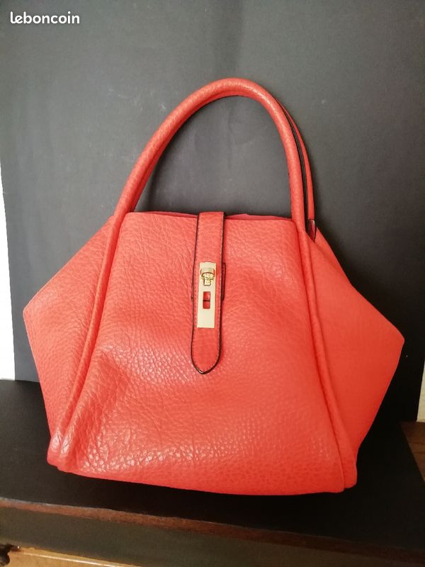 Sac cuir souple corail (image 1)