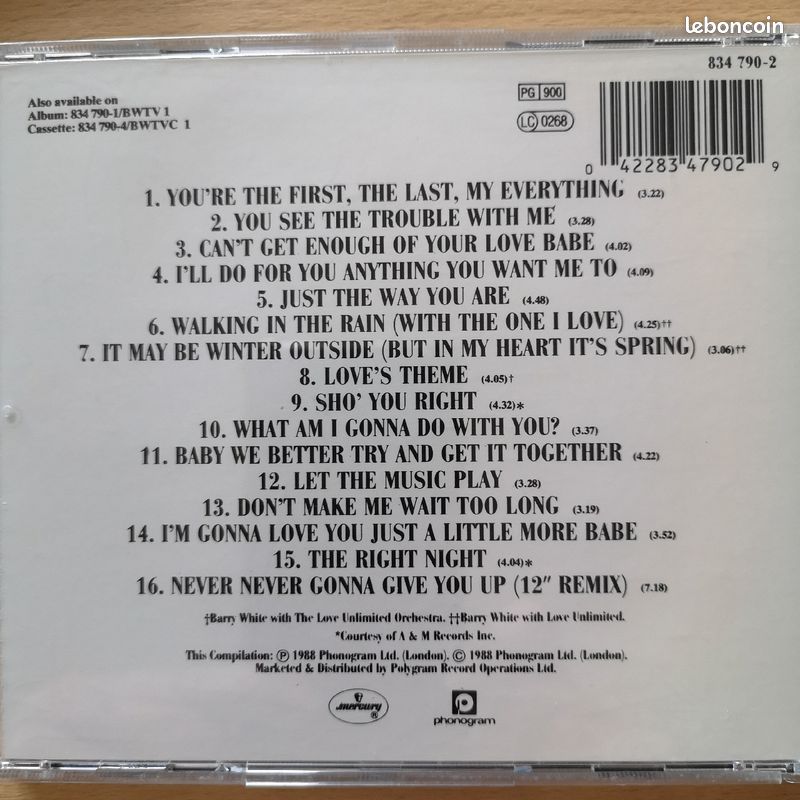 CD Barry White all the greatest hits of (image 2)