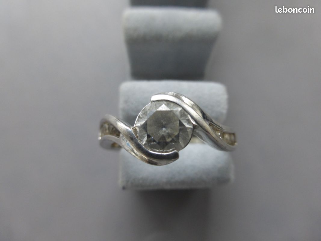 Bague argent 925 poinçons zirconiums marque DQCZ T.58 tbé (image 7)