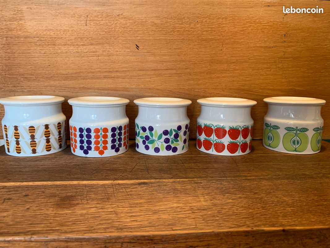 5 pots à confiture Arabia Finland vintage années 70 (image 1)