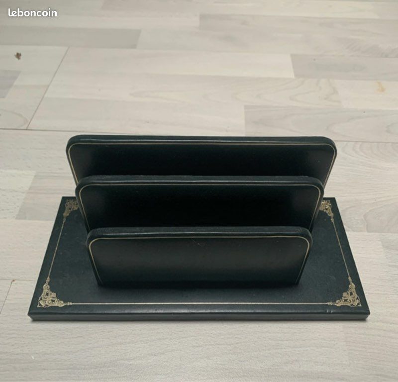 Sous-Main En Cuir Noir Le Tanneur Vintage - Neuf Sans Étiquettes, Bureau Classique