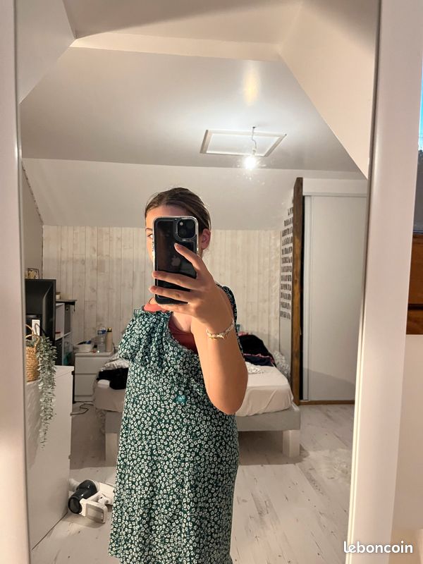Robe verte fleuris (image 5)