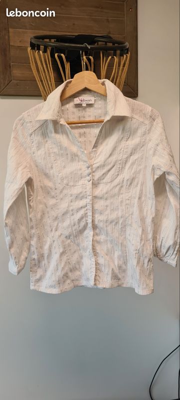 Chemisier taille 1 affinités blanc et motifs argentés (image 1)
