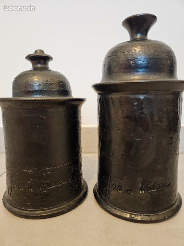 Lot de 2 pots avec couvercles signé Jean Marais - Vallauris (image 2)