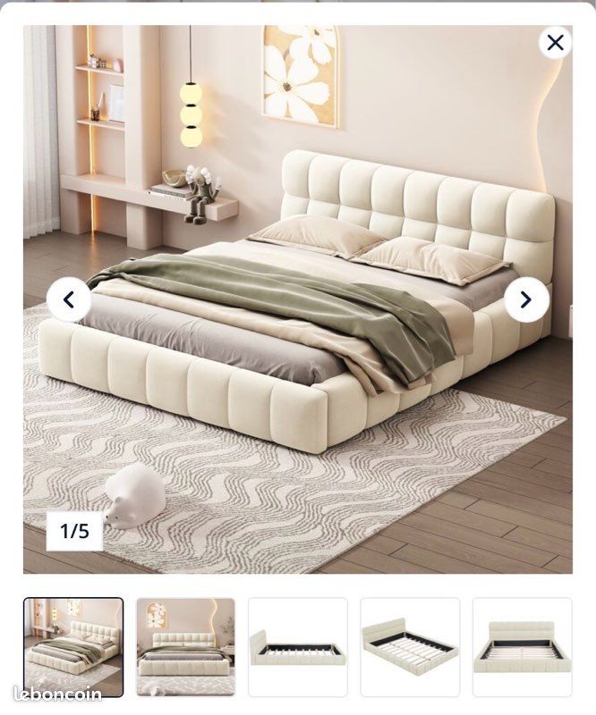 Lit adulte style scandinave - Beige (image 1)