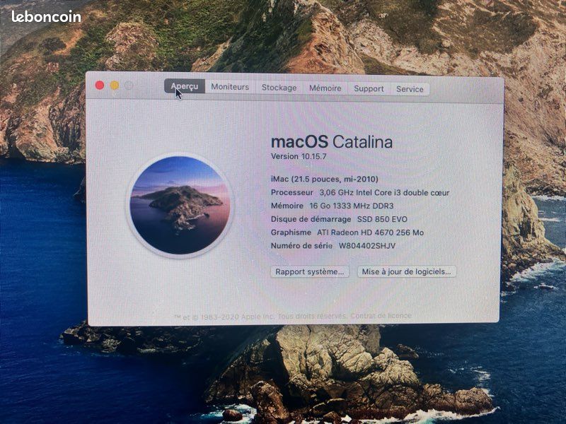 IMac 21.5 - Cpu 3,06Ghz - 16go RAM - 500go SSD (image 2)