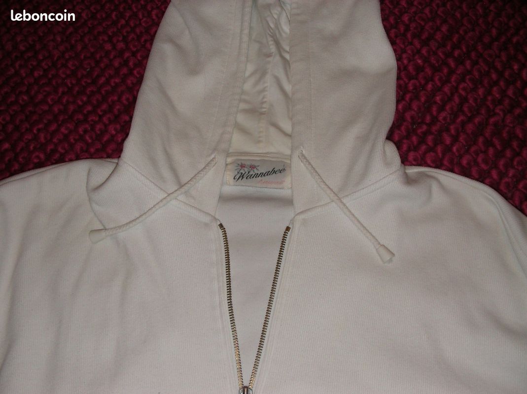 Veste blanche sport 6 avec capuche taille L (image 2)