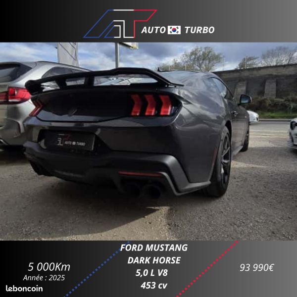Ford MUSTANG FASTBACK 5.0 V8 453CH DARK HORSE / PAS DE MALUS / CERAMIQUE COMPLETE / PPF / EXTENSION (image 4)