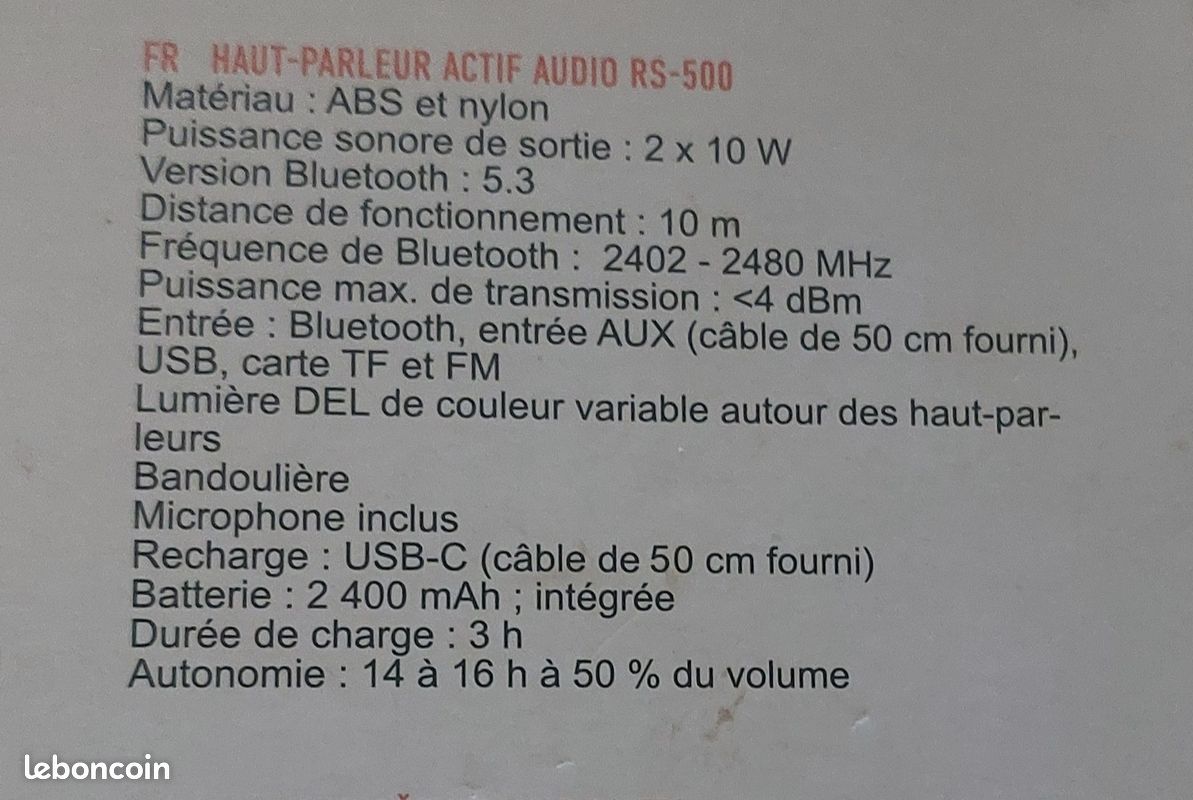 Enceinte Bluetooth Roseland RS-500 (image 5)