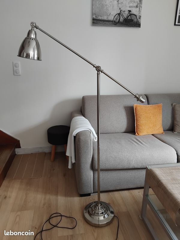 Lampe, lampadaire, liseuse, vintage, industriel, chromé (image 1)
