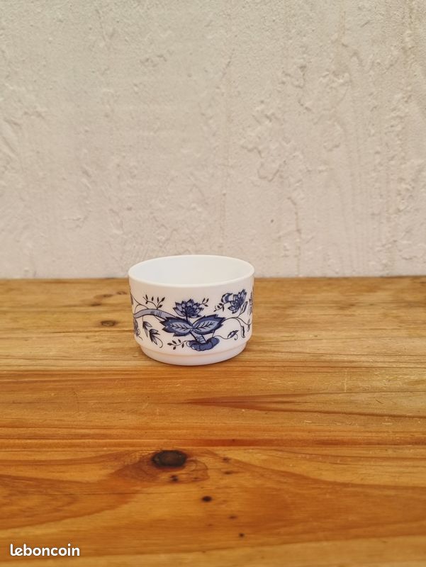 Lot De 4 Tasses à Café Arcopal Modèle Aster - Blanc - Vintage - Occasion