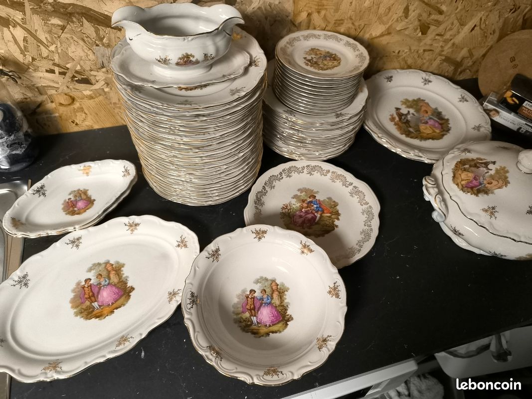 Coffret de 4 assiettes plates coupe 21 cm en porcelaine - Jean Cocteau - 4 décors