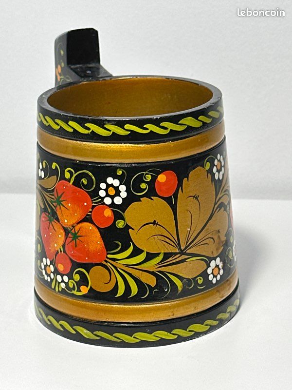Tasse en bois art folklorique russe (image 2)