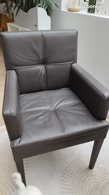Fauteuils/ chaises de tables en cuir brun (image 3)