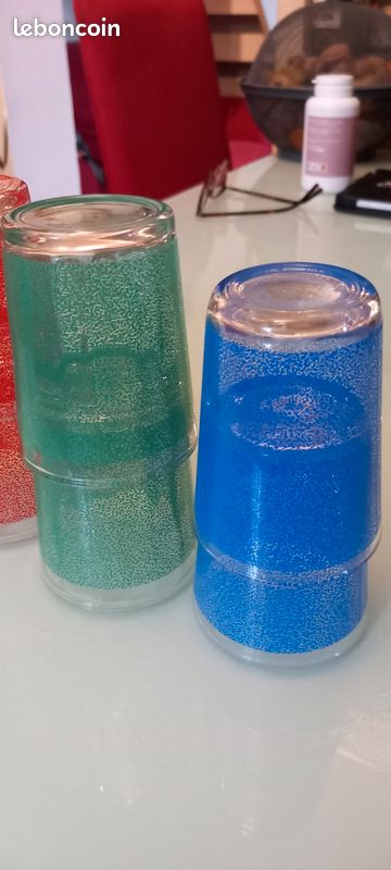 Lot 8 verres colorés vintage (image 3)