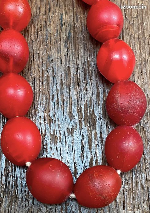 Perles Rouges -Pâte de verre ancienne MALI (image 1)